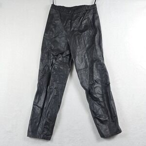 Pia Rucci Vintage Black Leather Tapered Pants Womens Small Elastic High Rise